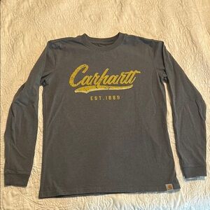 Carhartt Men's Charcoal Long Sleeve Tee with Gold Logo